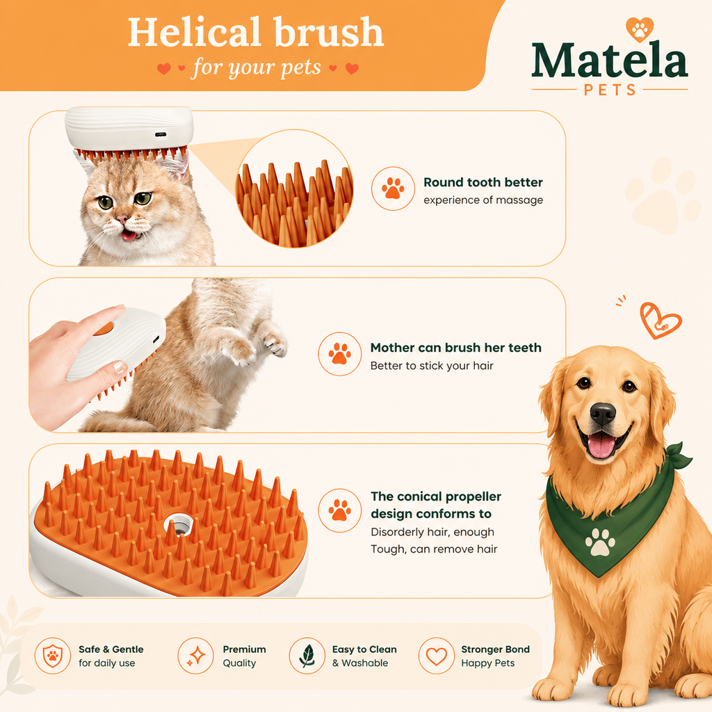 Steam Glow Pet Grooming Brush