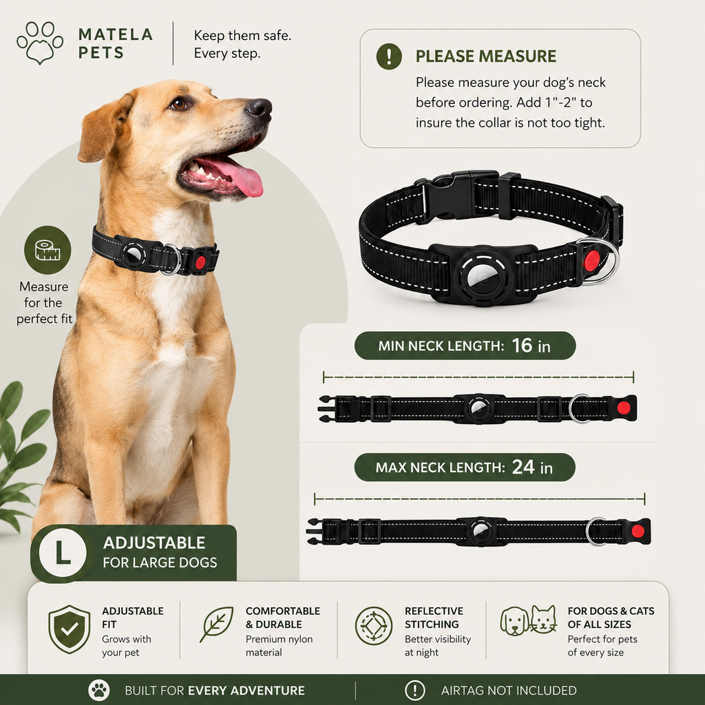 Reflective AirTag Holder Collar for Dogs & Cats