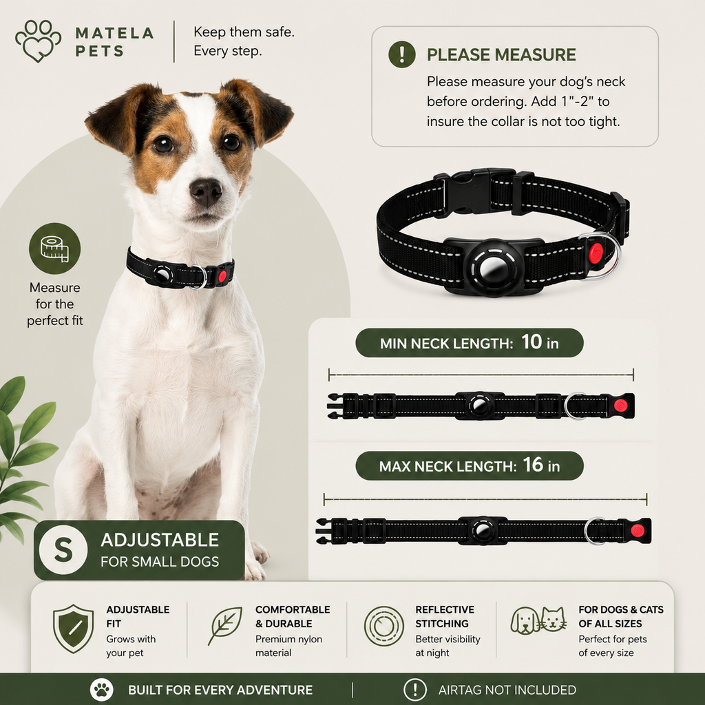 Reflective AirTag Holder Collar for Dogs & Cats